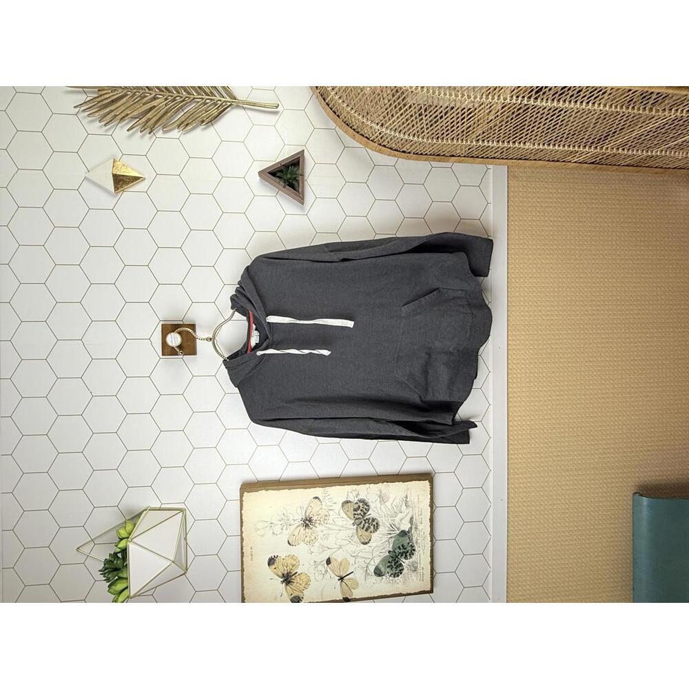 BODEN Dark Gray Lightweight Sparkle Cotton Blend Drawstring Hoodie - Size - 4